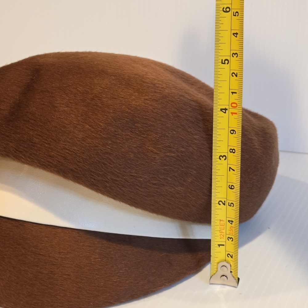 Vintage Ladies Hat Leslie James Felt Hat Copper Red 1950s 1970s Fedora Beret - Picture 14 of 14